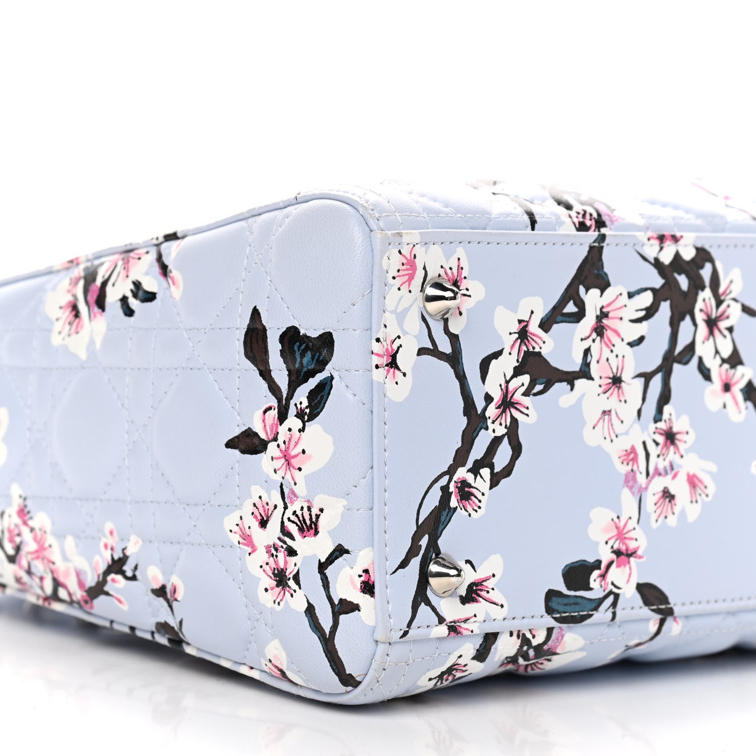 Christian Dior Lambskin Cannage Floral Printed Medium Lady Dior Light Blue 5 of 9