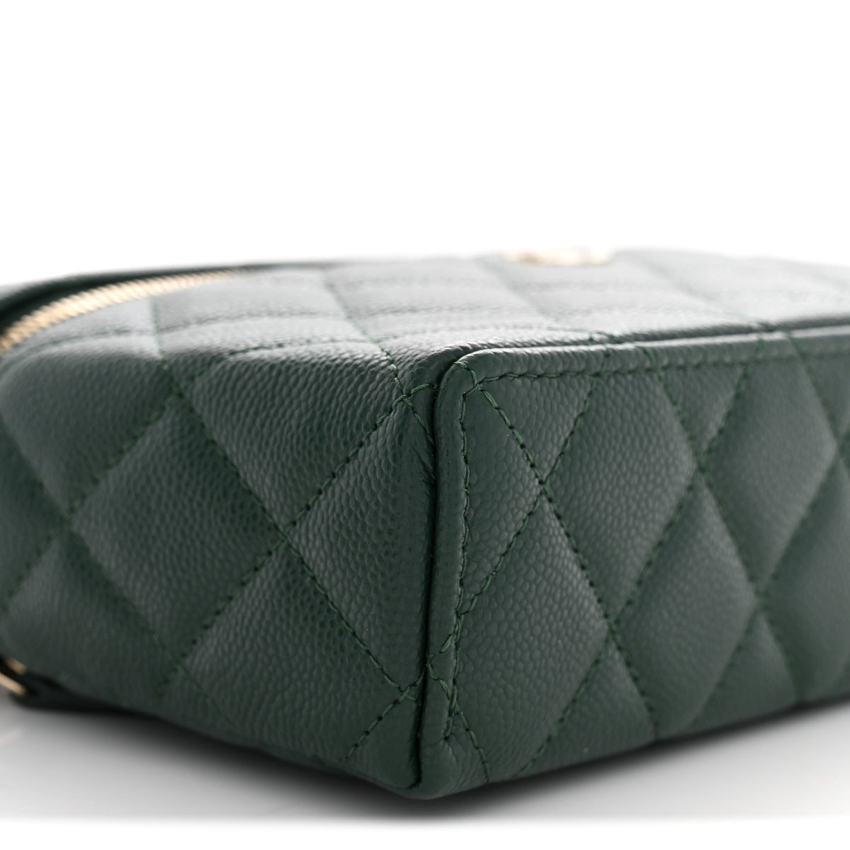 Chanel Caviar Quilted Top Handle Slim Vanity With Chain Dark Green 9 of 11