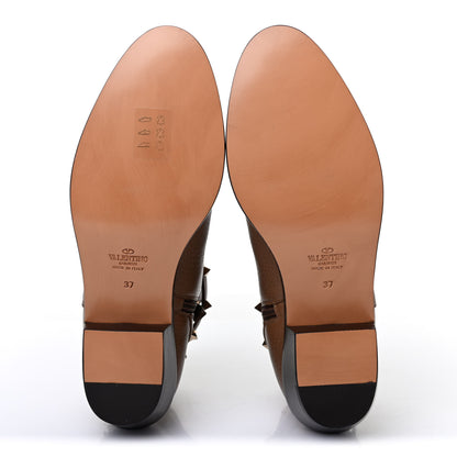 Valentino Garavani Grained Calfskin Rockstud Single Buckle 35mm Cowboy Ankle Boots 37 Nocciola 4 of 4
