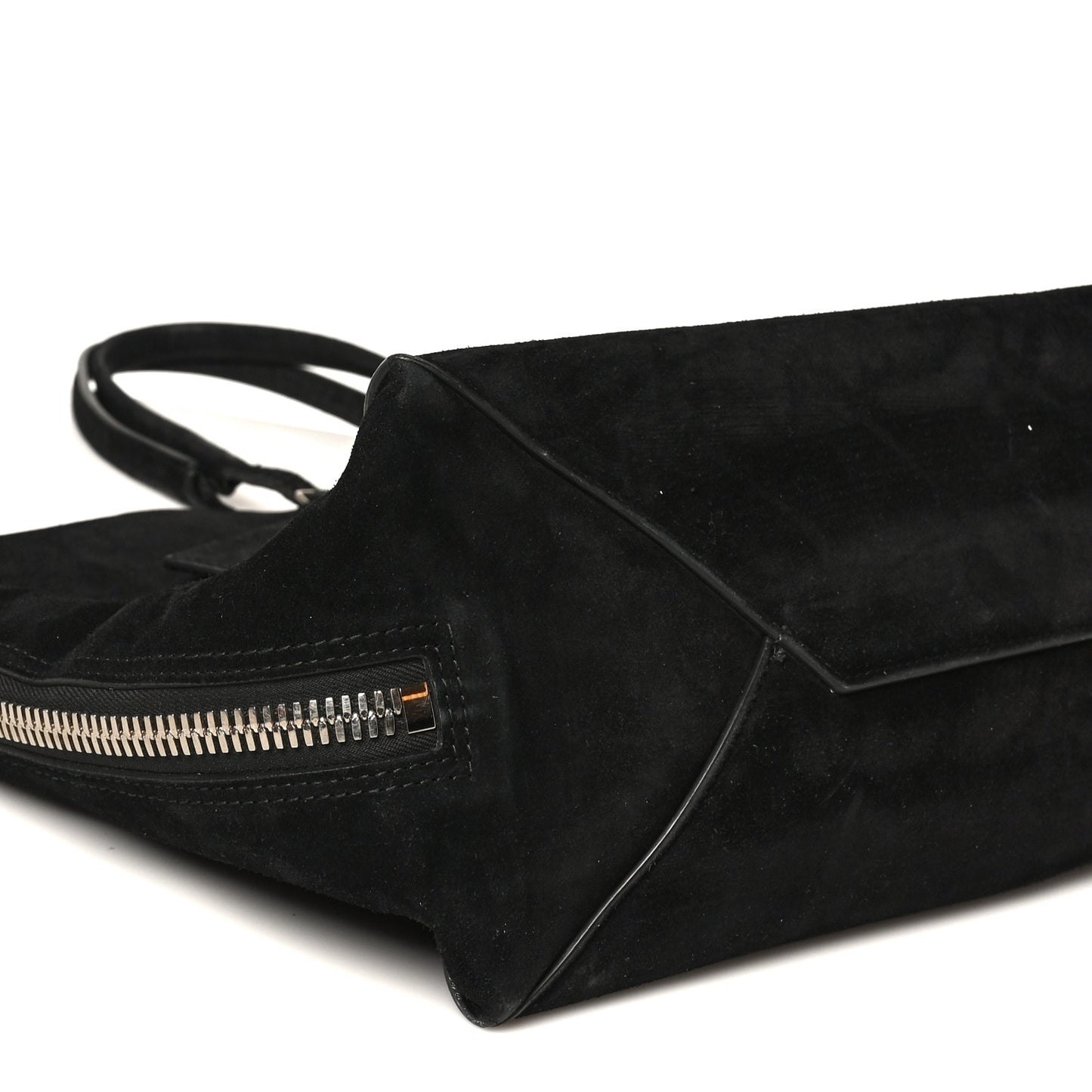 Daim Suede Plate Hardware Papier A6 Zip Around Tote Black