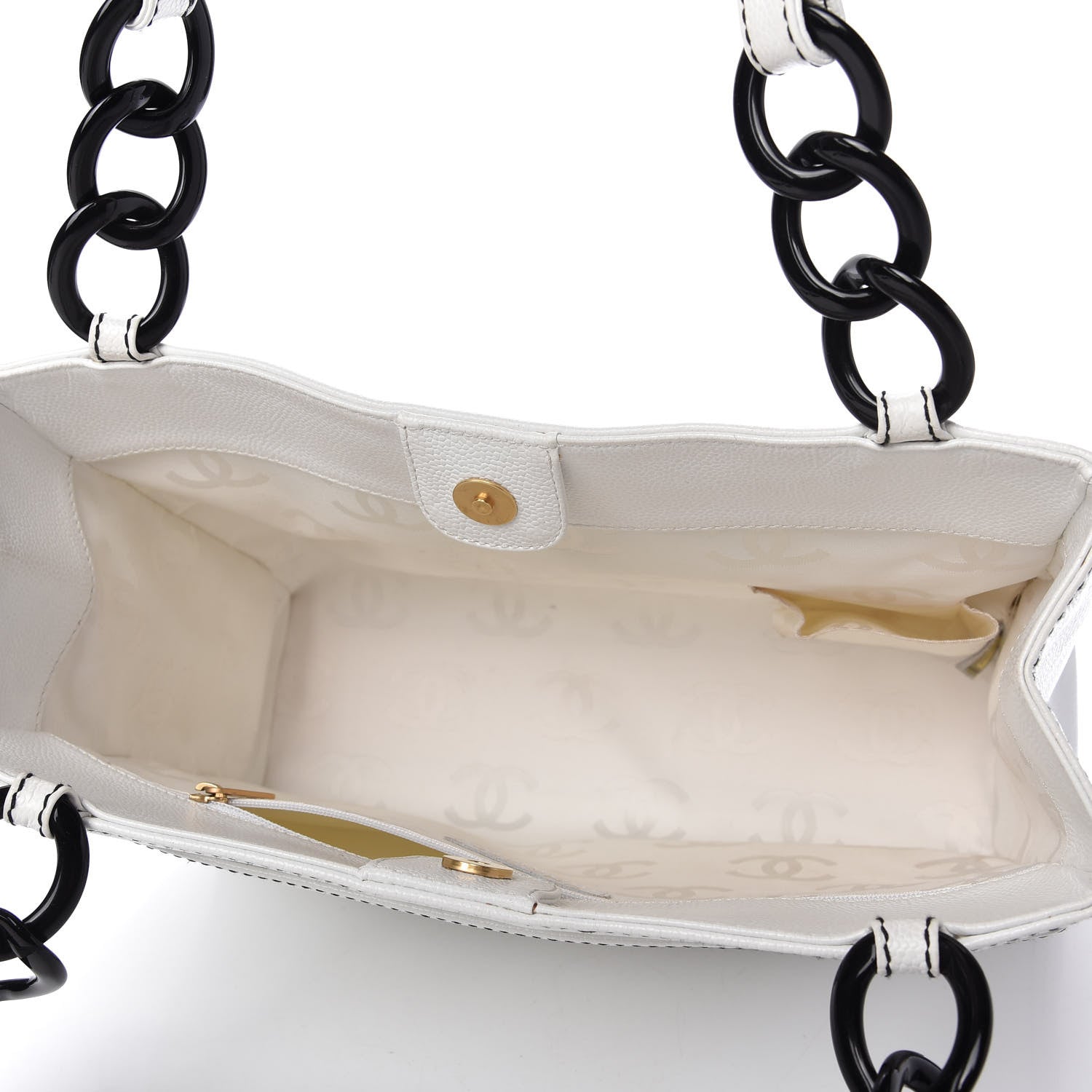 Chanel Caviar Bekko Chain Tote White 5 of 14