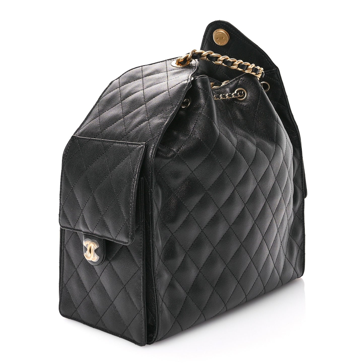 Caviar Quilted Medium Chanel 25 Handbag Black