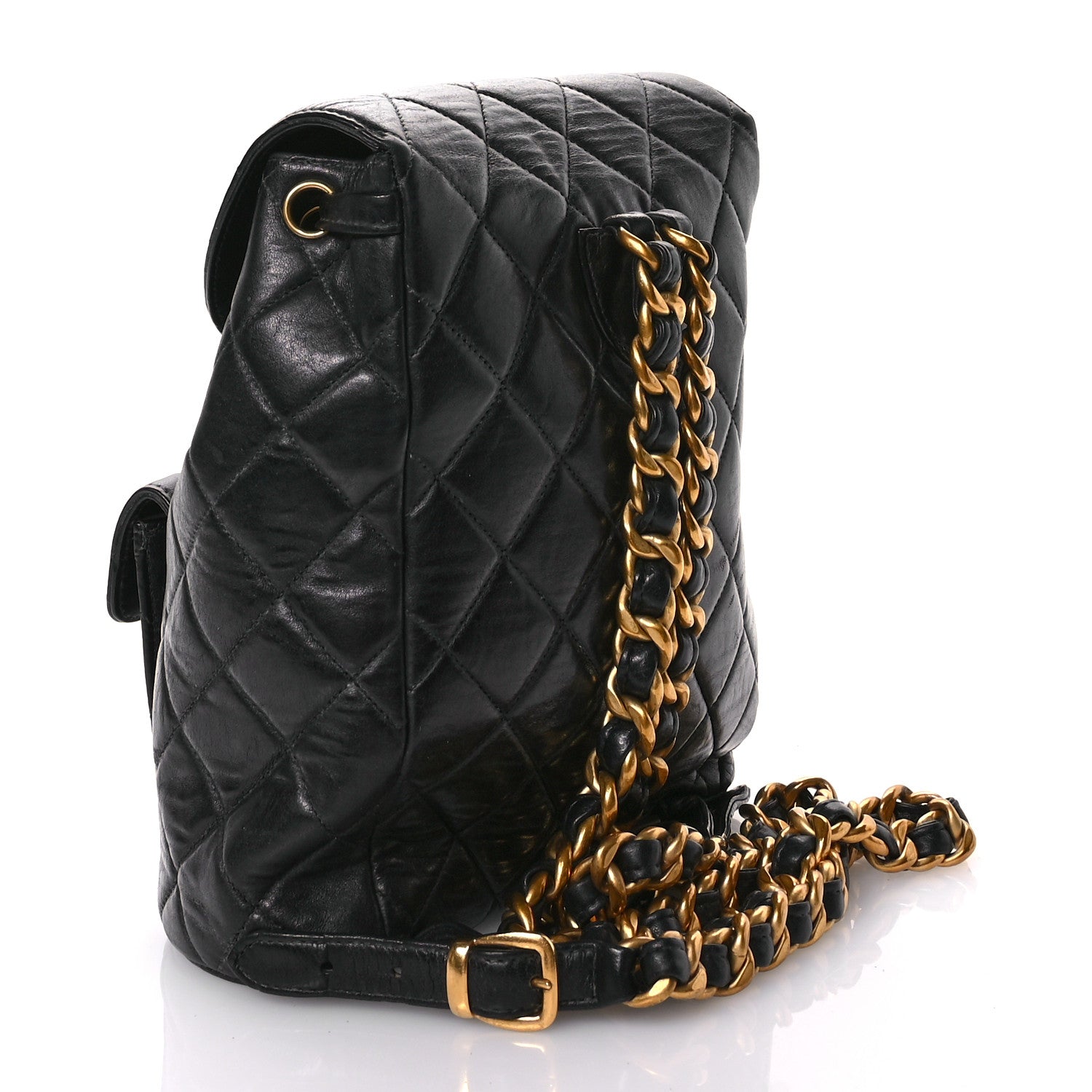 Chanel Lambskin Quilted Drawstring Backpack Black 3 of 11