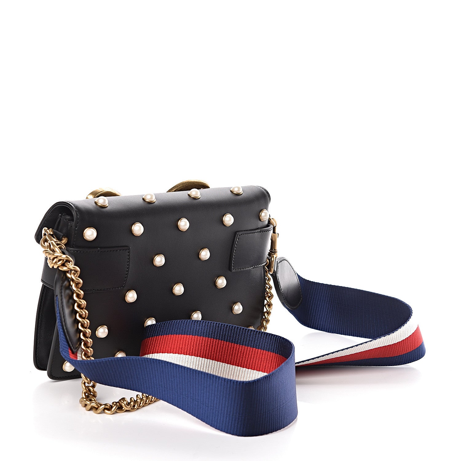 Gucci Nappa Pearl Studded Mini Queen Margaret Broadway Shoulder Bag Black 4 of 12
