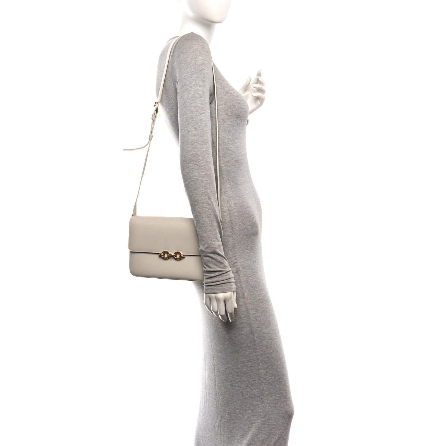 Saint Laurent Smooth Calfskin Le Maillon Satchel Crema Soft 2 of 14