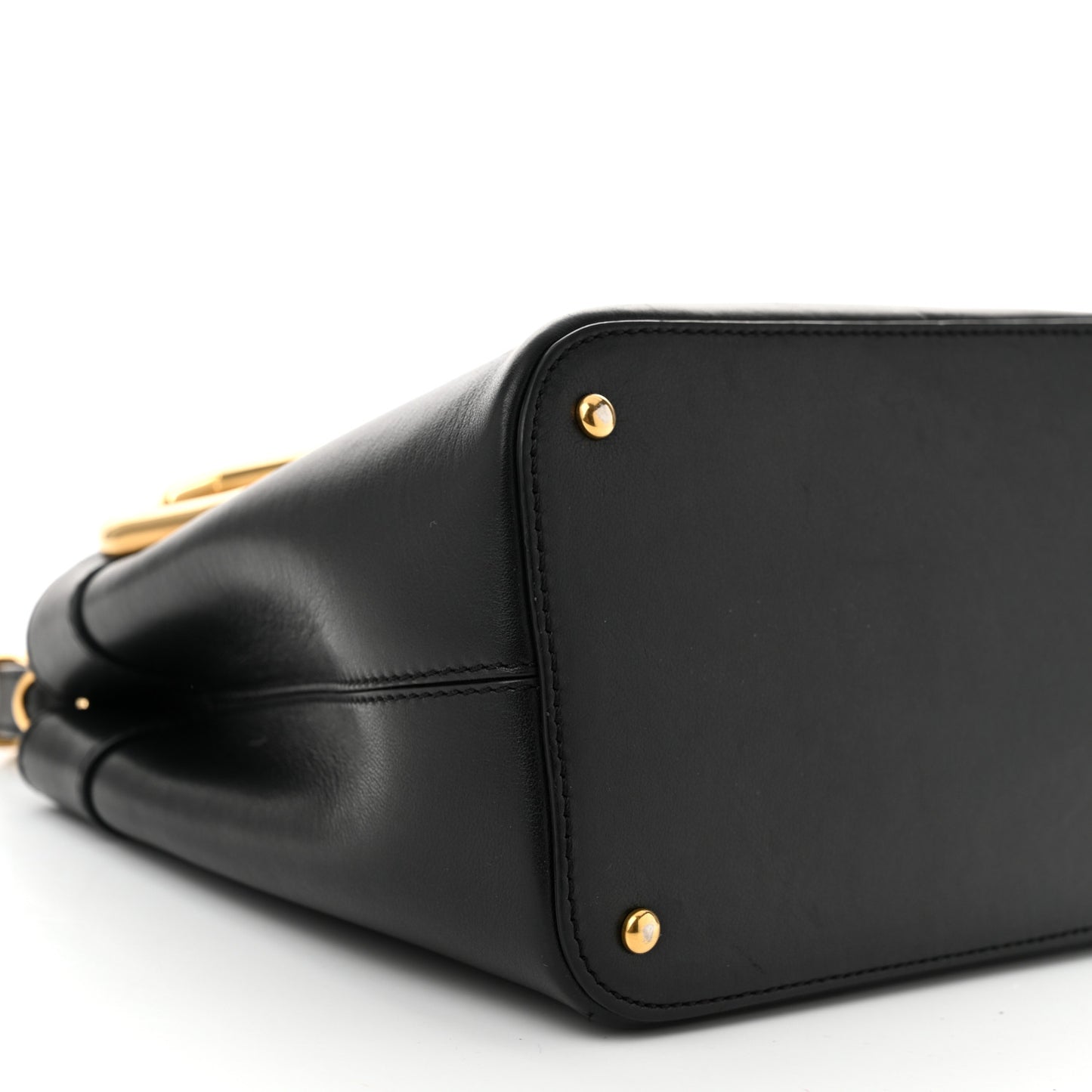 Smooth Calfskin Supervee Top Handle Bag Black