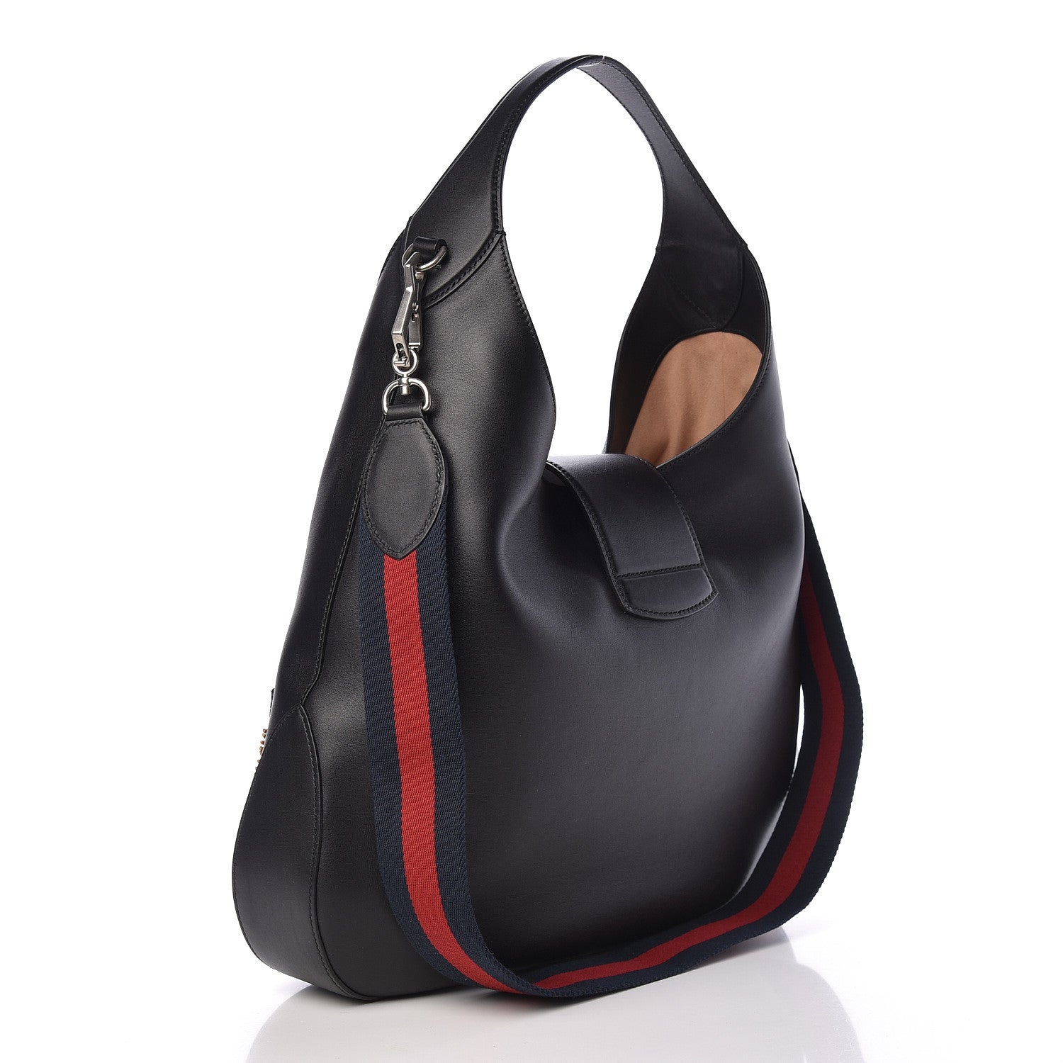 Gucci Calfskin Web Tiger Embroidered Large Dionysus Hobo Black 4 of 11