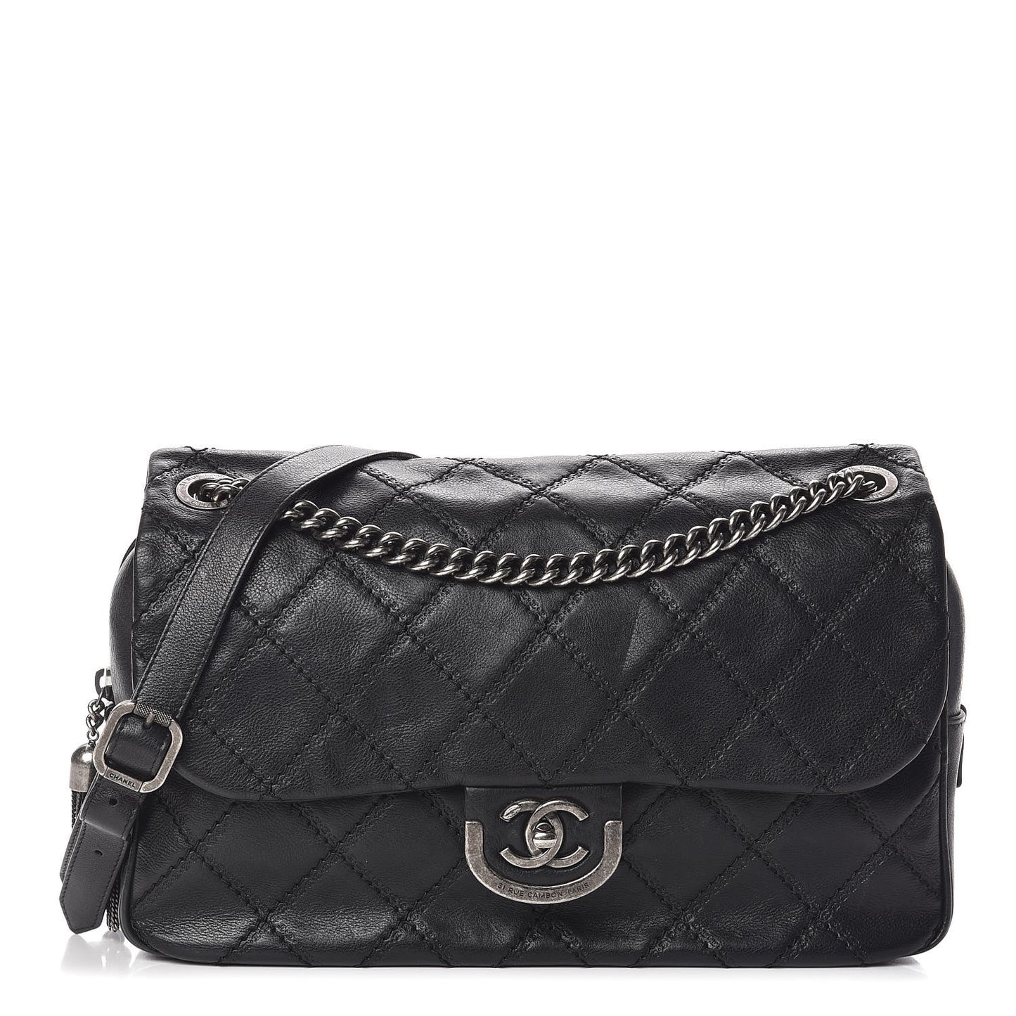 Calfskin Quilted Medium Coco Sporran Flap Black