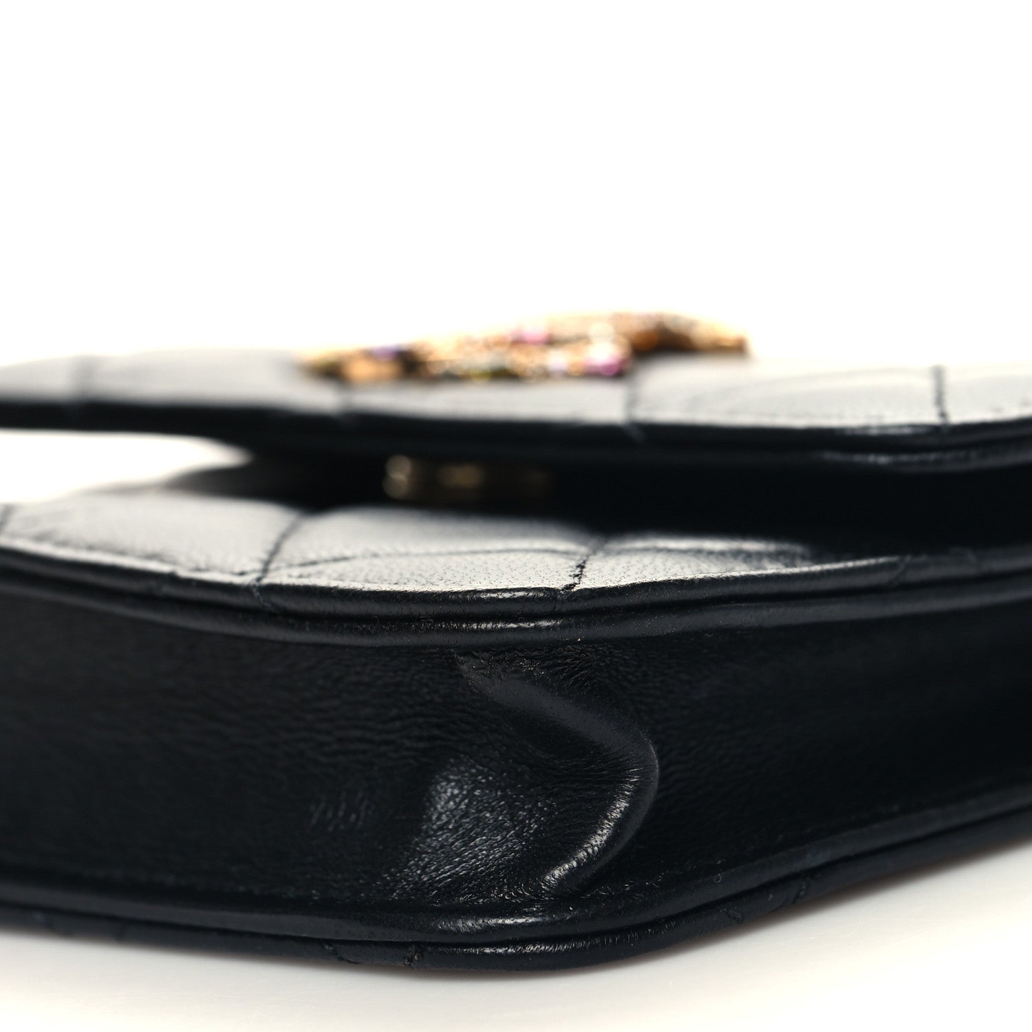 Chanel Lambskin Quilted Zirconium Clutch With Chain Black 12 of 12
