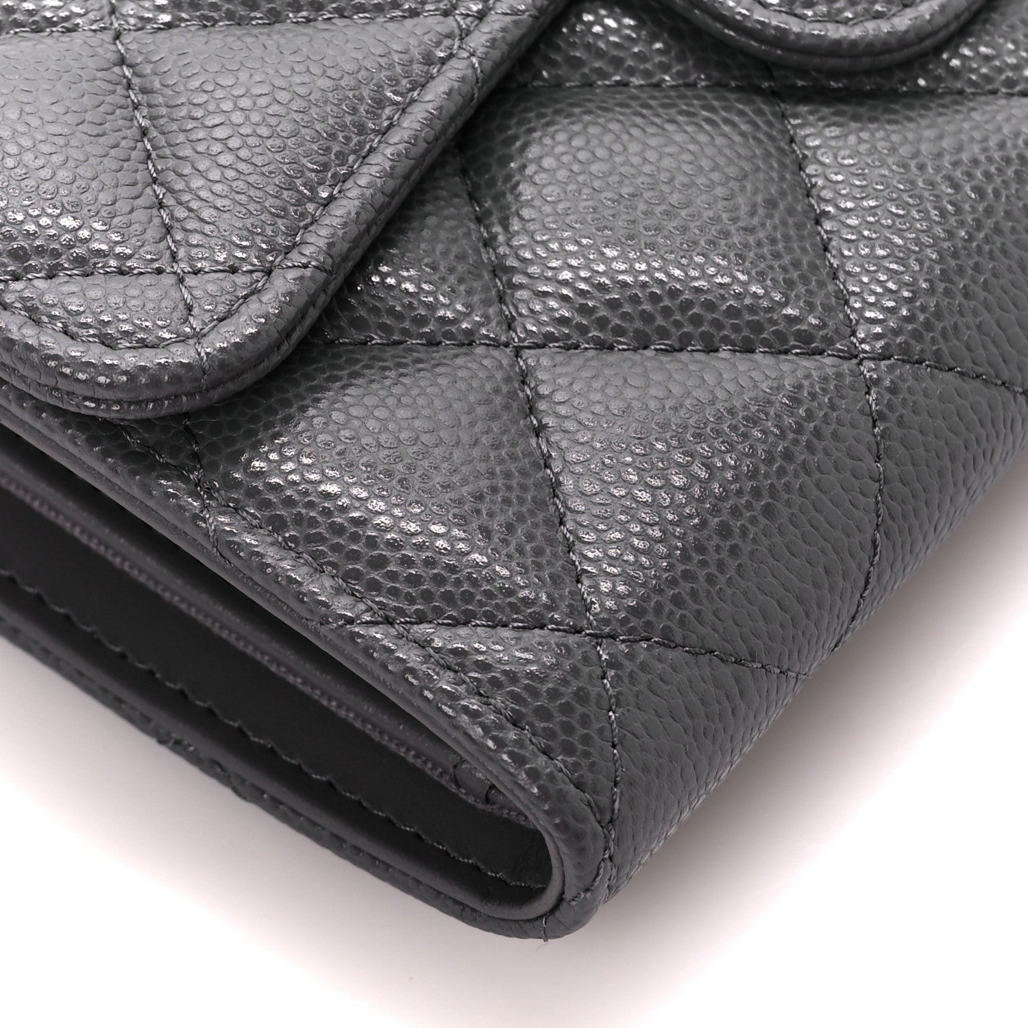 Chanel Caviar Quilted Medium Flap Wallet Grey 14 of 15