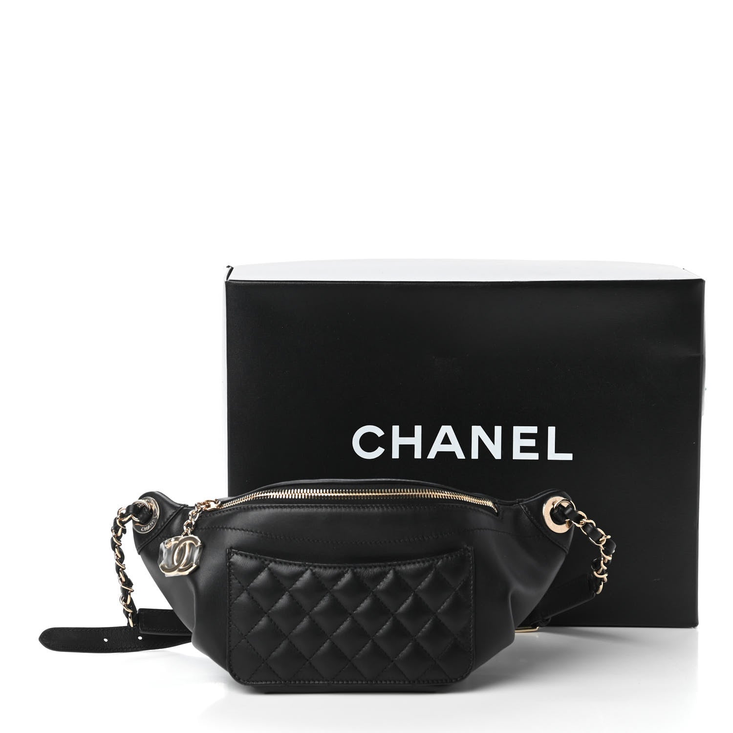 Chanel Lambskin Quilted Waist Bag Fanny Pack Black 11 of 11
