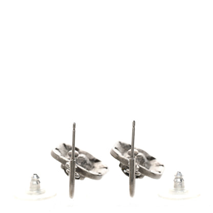 Chanel Baguette Crystal CC Drop Earrings Silver Black 3 of 4