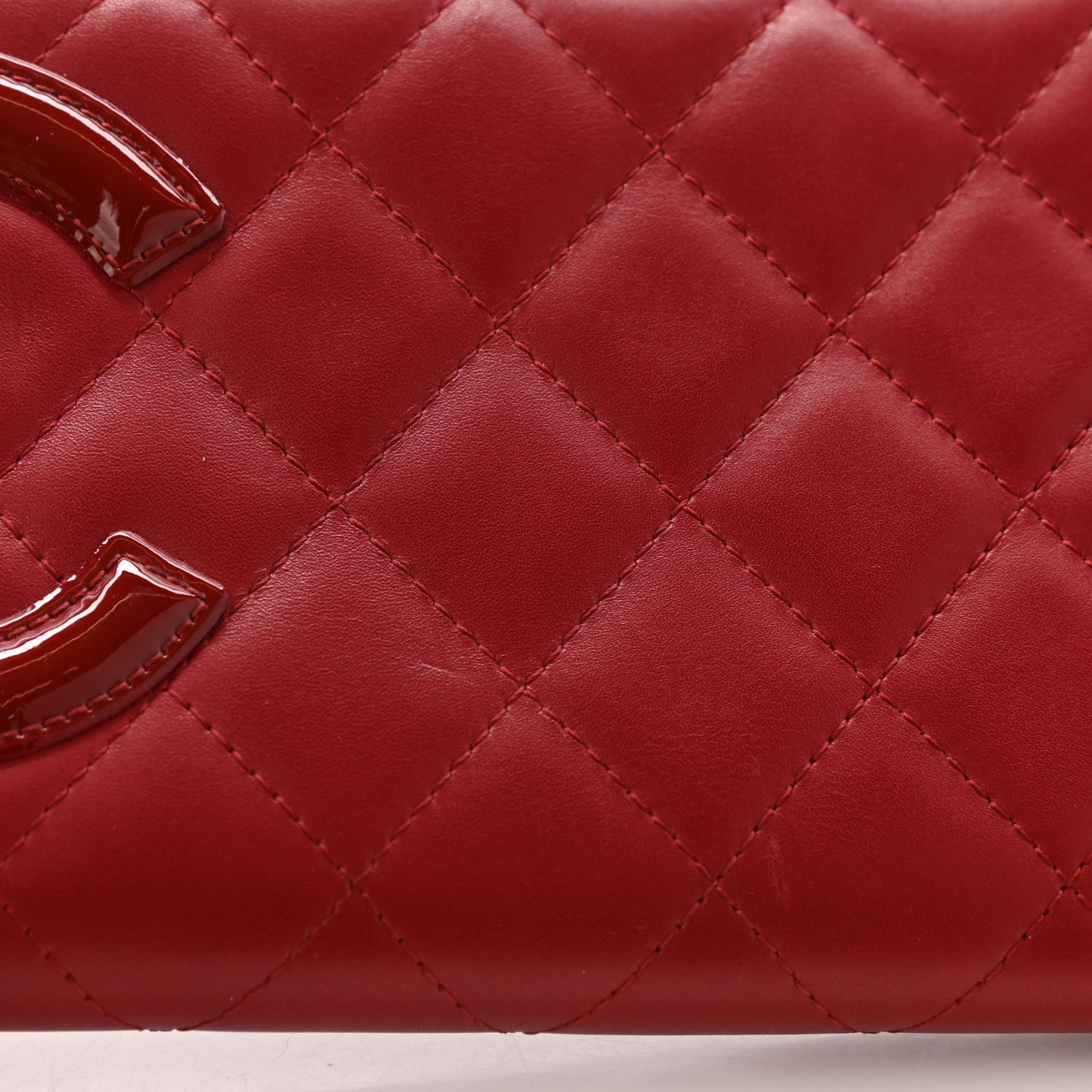 Calfskin Quilted Cambon Zip Around Organizer Wallet Red