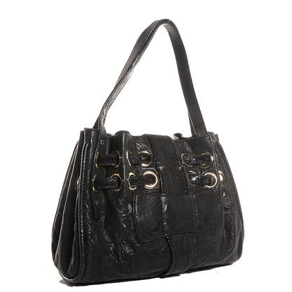 Jimmy Choo Biker Leather Elaphe Snakeskin Trim Ramona Black 3 of 6