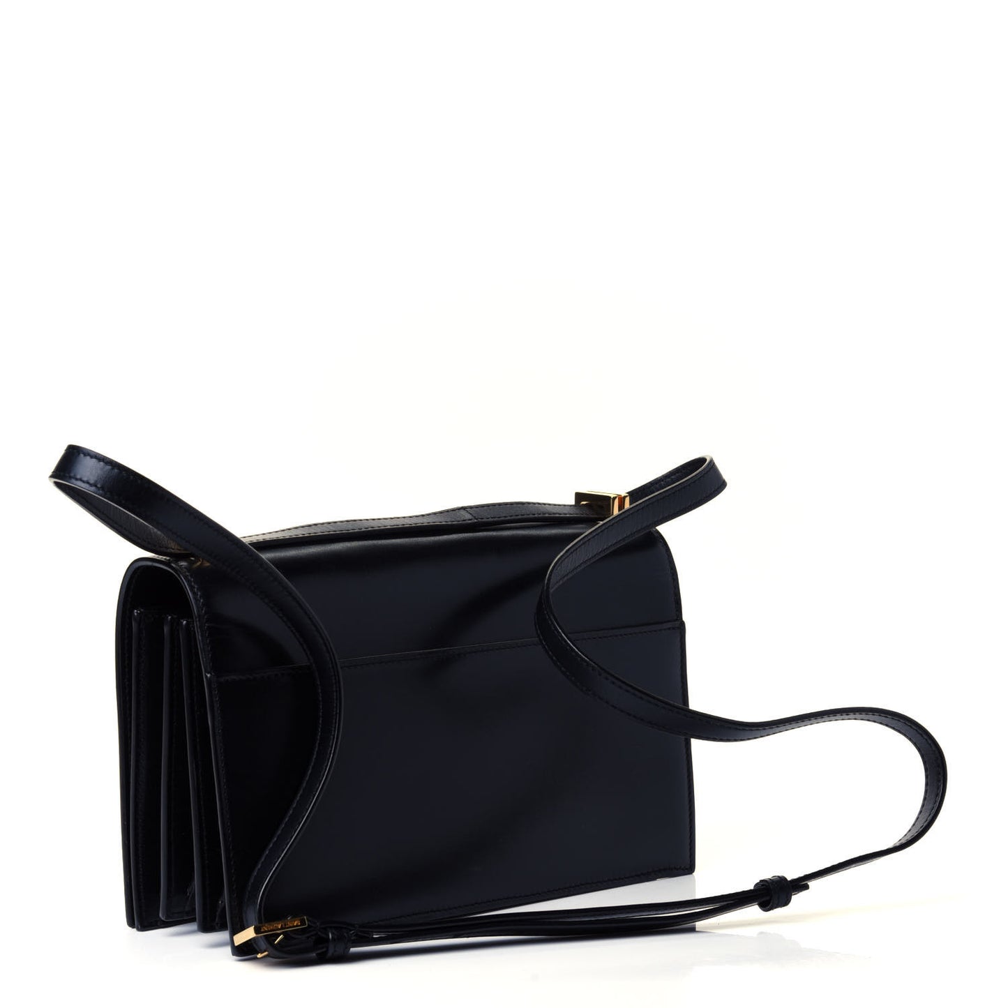 Smooth Calfskin Medium Domino Shoulder Bag Black