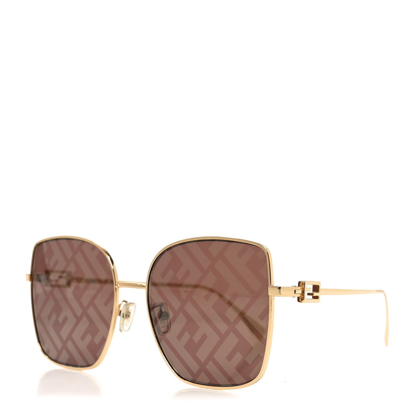 Metal Baguette Square Sunglasses FE40013U Gold Brown