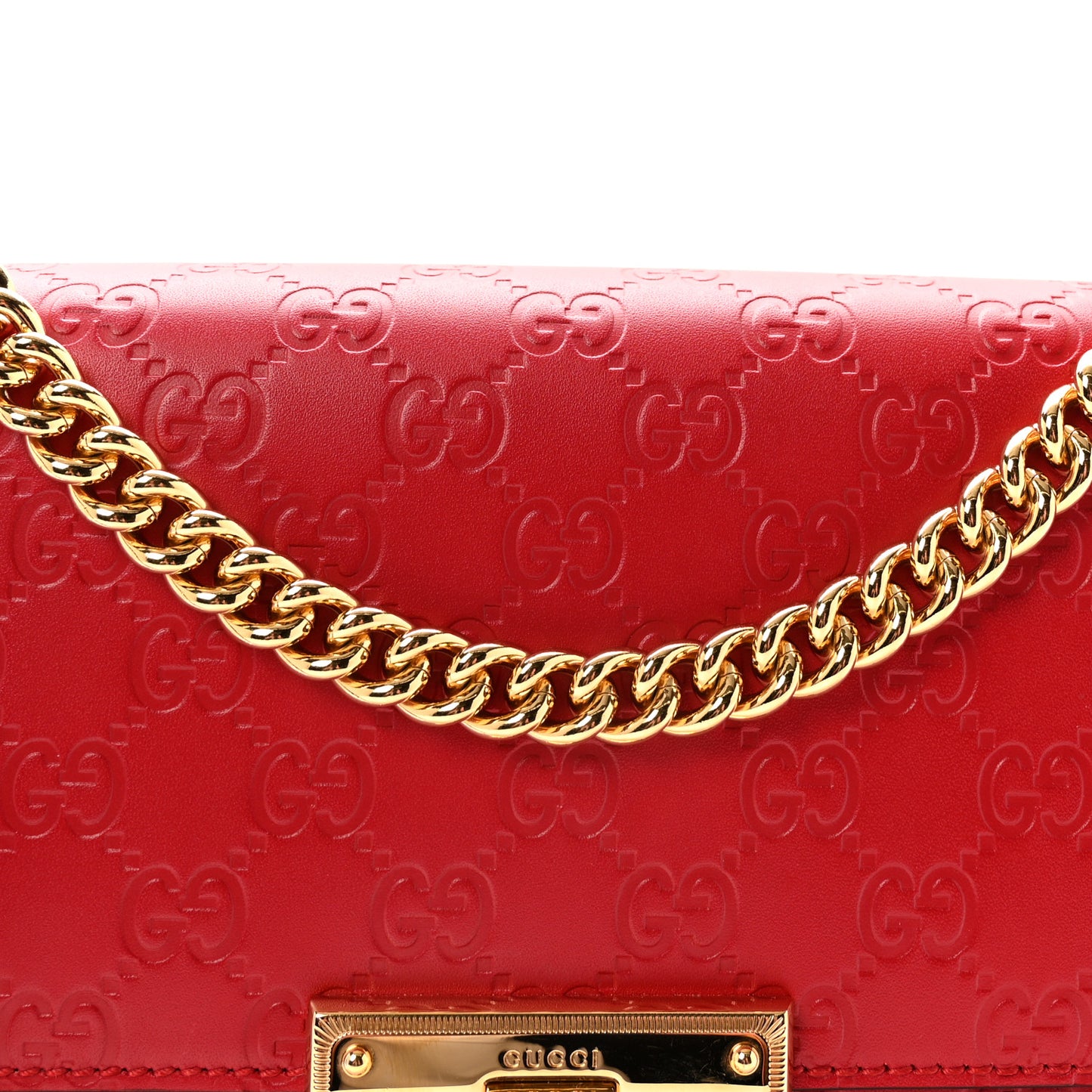 Guccissima Medium Padlock Shoulder Bag Hibiscus Red