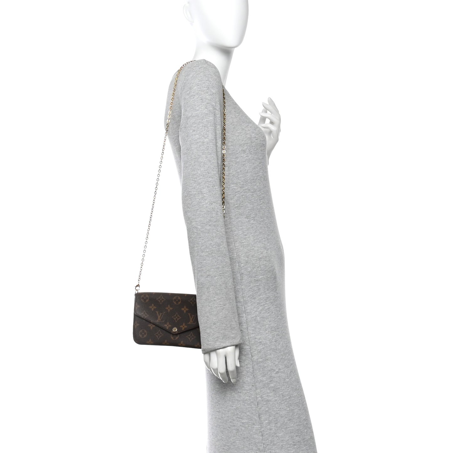 Monogram Pochette Felicie Chain Wallet Fuchsia