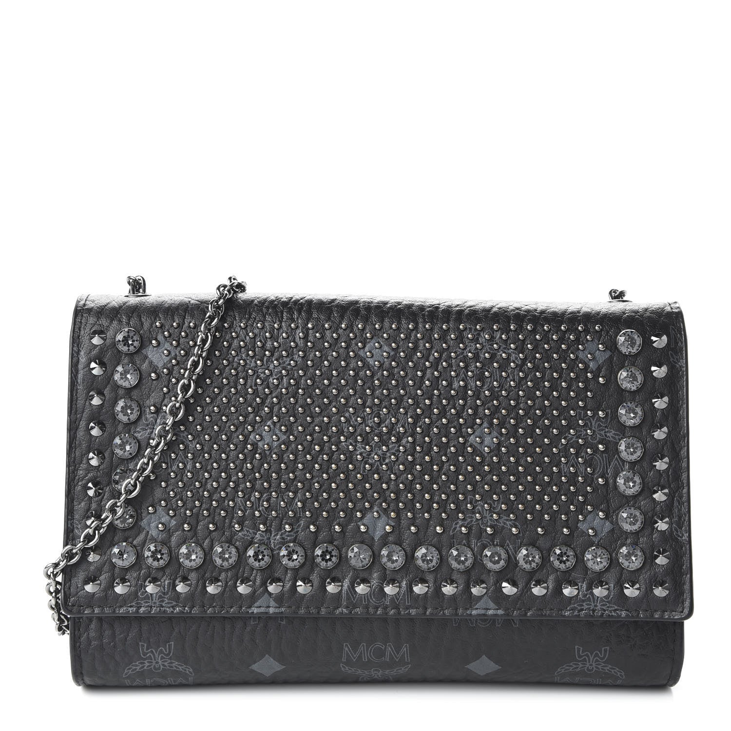 MCM Visetos Studded Chain Wallet Black 1 of 11