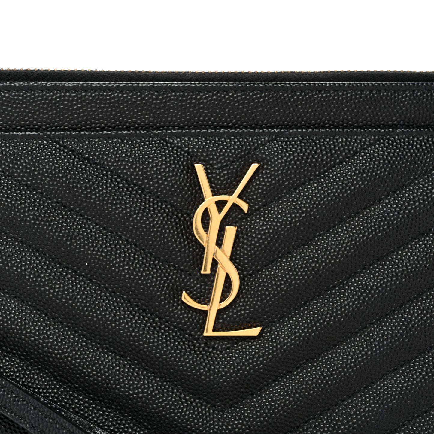 Grain De Poudre Chevron Monogram Large Bill Pouch Black