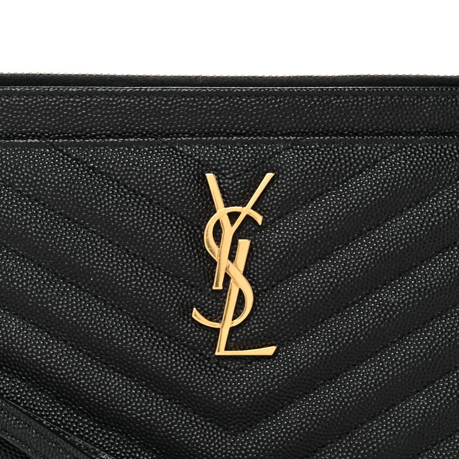 Saint Laurent Grain De Poudre Chevron Monogram Large Bill Pouch Black 8 of 11