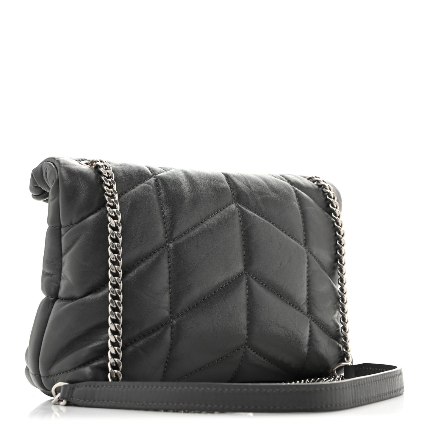 Lambskin Quilted Toy Loulou Puffer Monogram Chain Satchel Fog