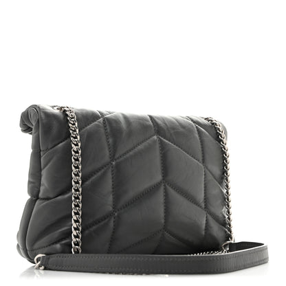 Saint Laurent Lambskin Quilted Toy Loulou Puffer Monogram Chain Satchel Fog 3 of 13