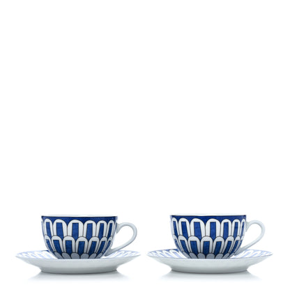 Hermes Porcelain Bleus d'Ailleurs Tea Cup And Saucer Set Of 2 1 of 10