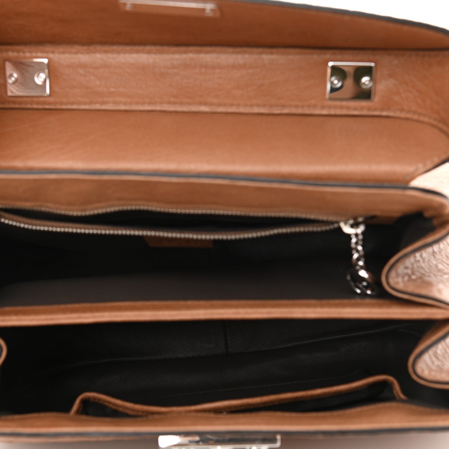 Gucci Ostrich Bamboo Medium Lady Lock Top Handle Bag Tan 5 of 12