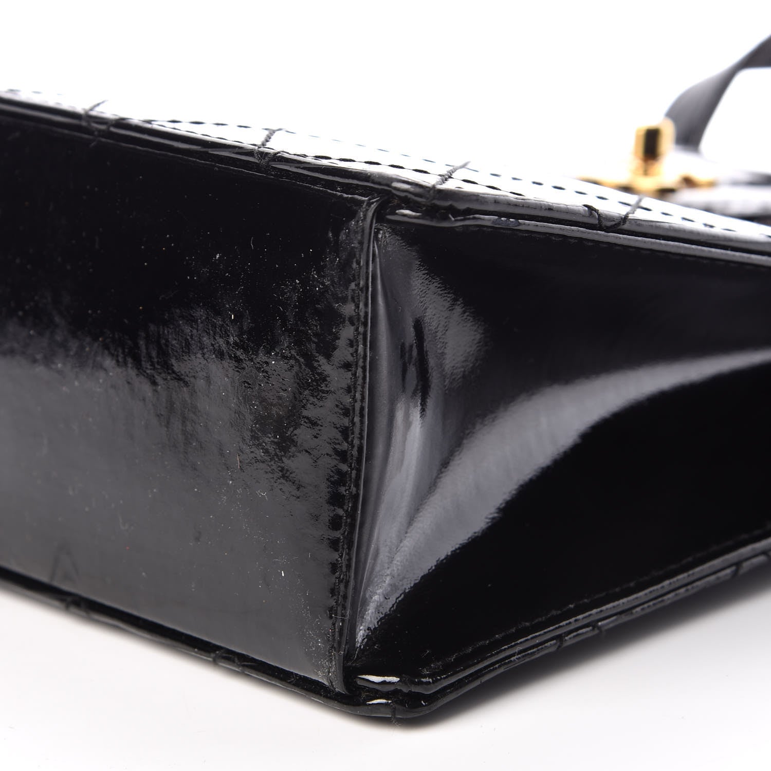 Chanel Patent Diamond Stitched Top Handle Bag Black 6 of 19