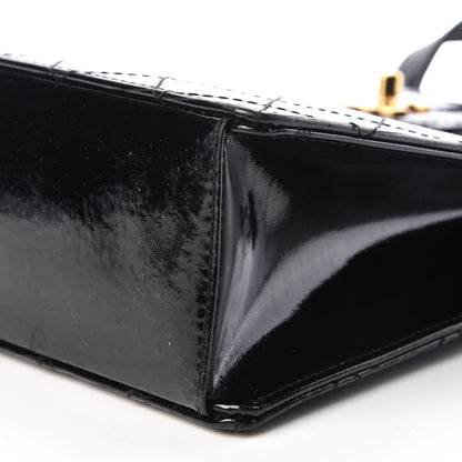 Chanel Patent Diamond Stitched Top Handle Bag Black 6 of 19