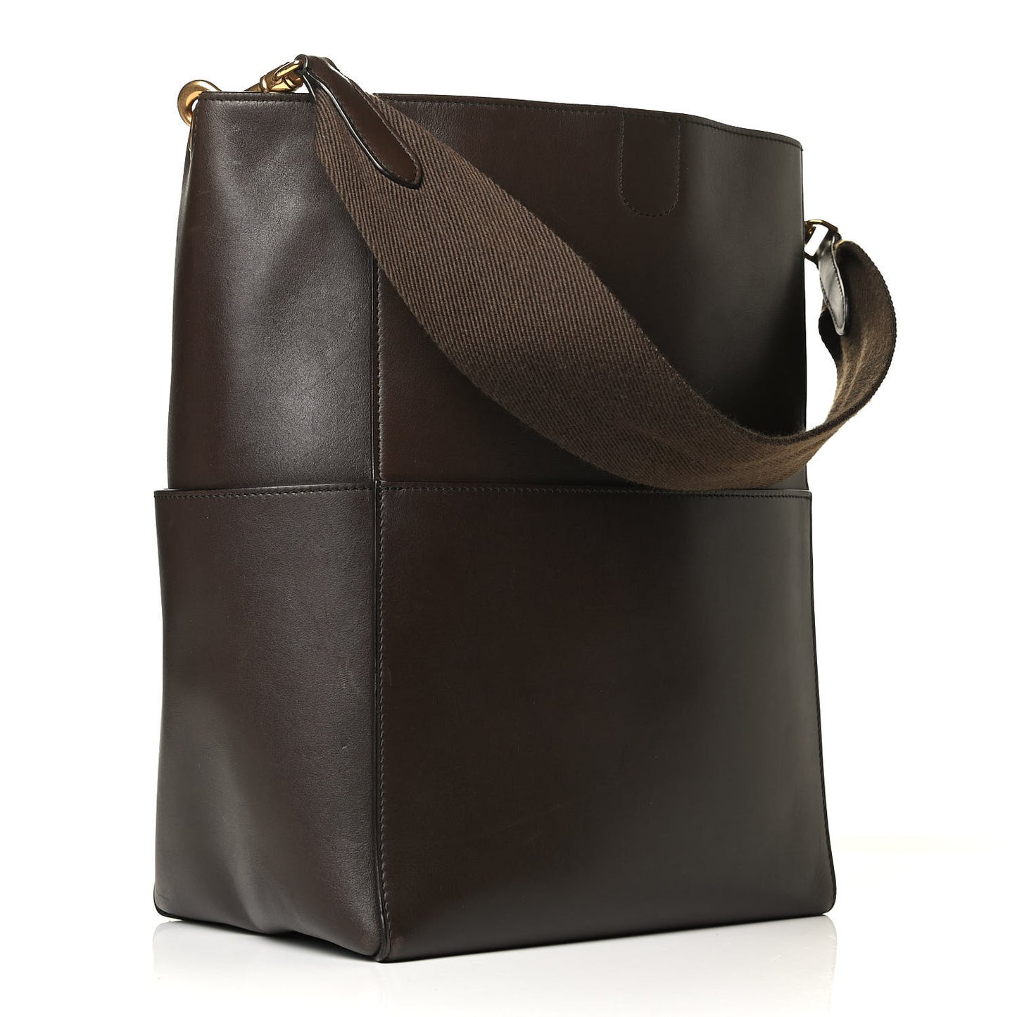Supersoft Calfskin Sangle Bucket Bag Wood