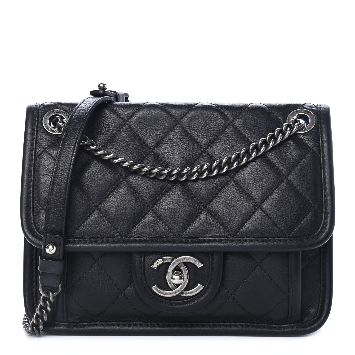 Chanel Calfskin Quilted Mini French Riviera Flap Black 1 of 8