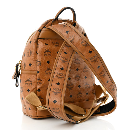 MCM Visetos Studded Small Stark M Logo Collection Backpack Cognac 2 of 9