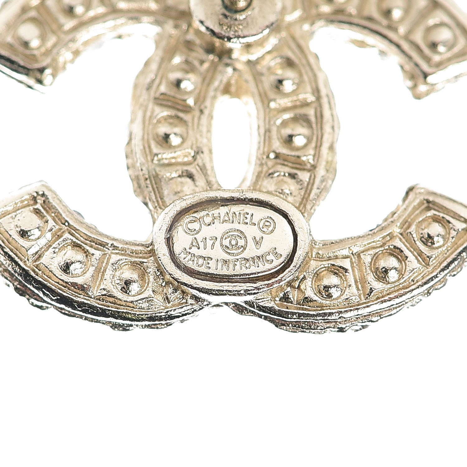 Chanel Pearl CC Earrings Light Gold 4 of 5