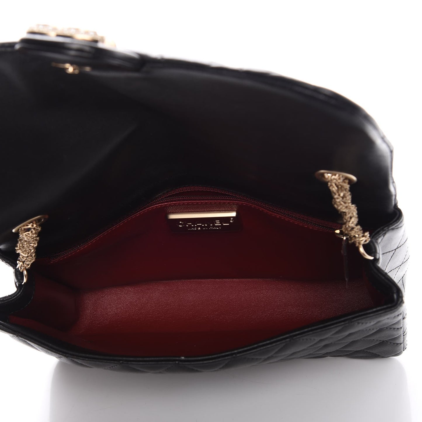 Lambskin Quilted Medium Westminster Pearl Flap Black