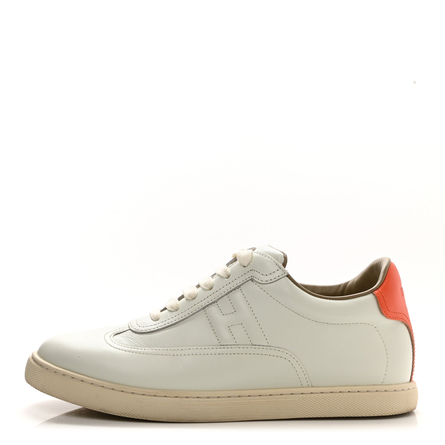 Hermes Calfskin Quicker Sneakers 37 White Orange 1 of 8