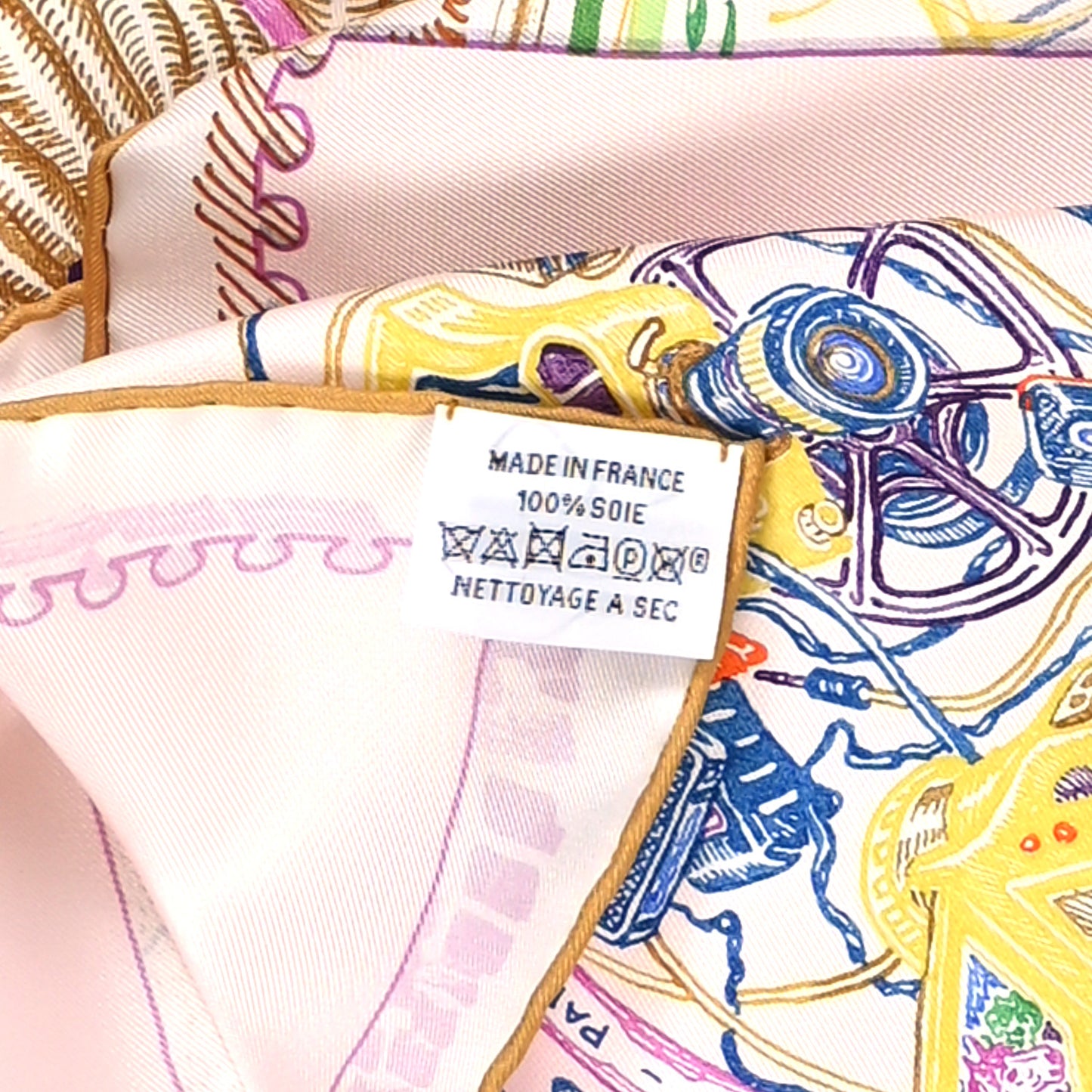 Silk Chevaloscope Scarf 90 Rose Nacre Vert Multicolor