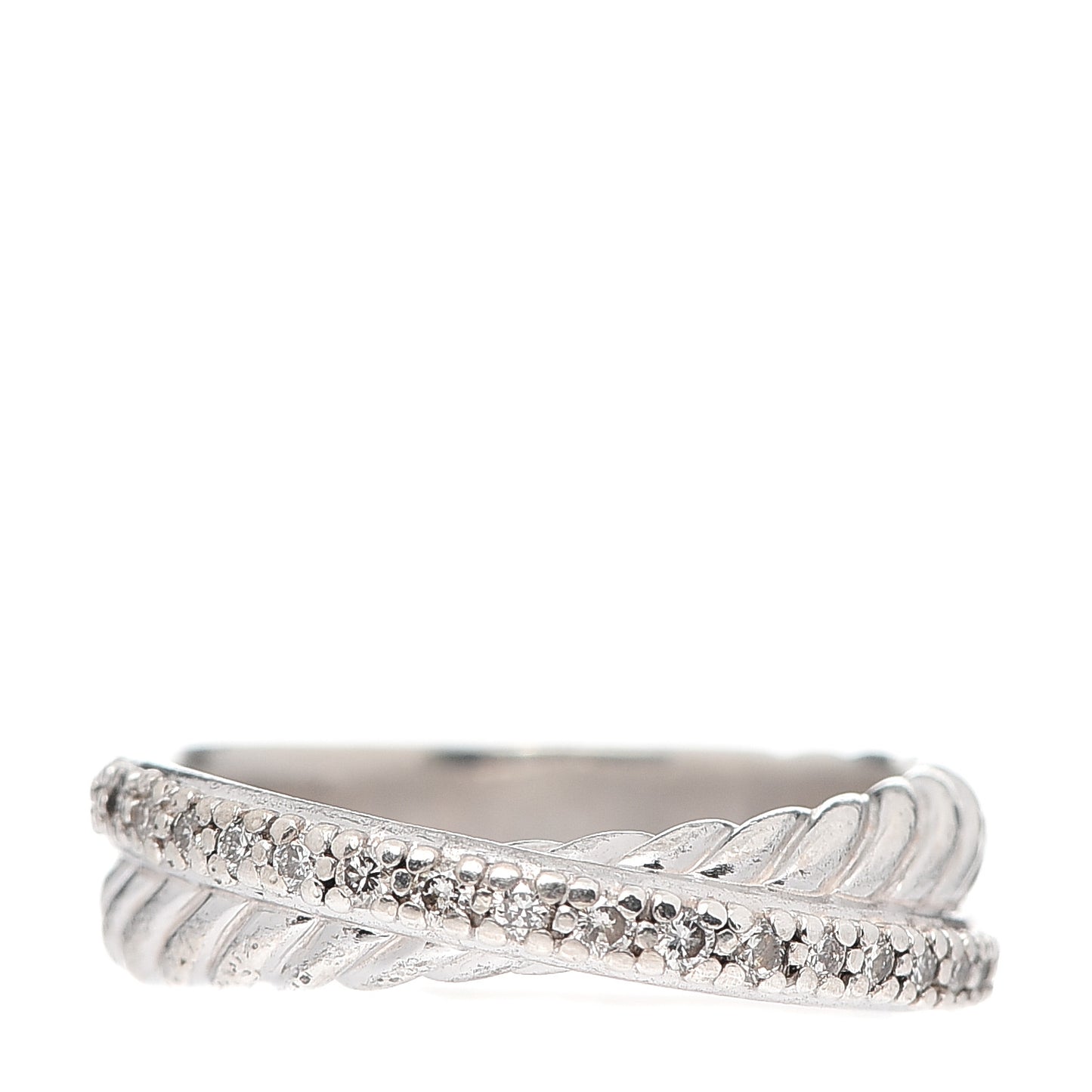Sterling Silver Diamond 5mm Crossover Ring 52 6