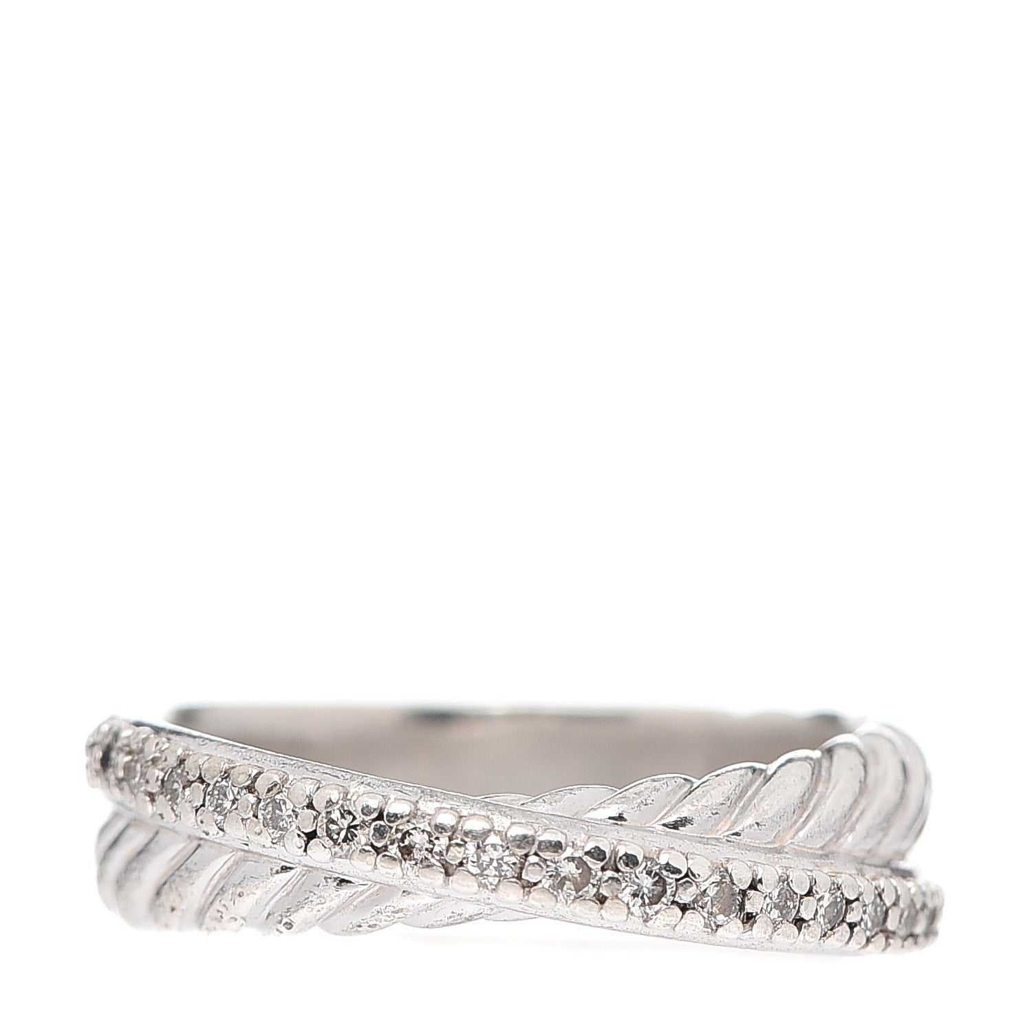 David Yurman Sterling Silver Diamond 5mm Crossover Ring 52 6 1 of 4