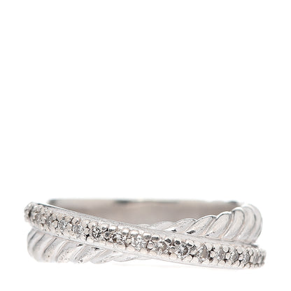 David Yurman Sterling Silver Diamond 5mm Crossover Ring 52 6 1 of 4