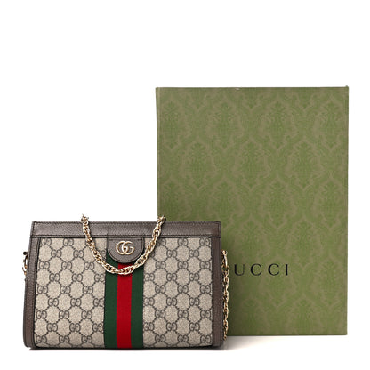 Gucci GG Supreme Monogram Web Small Ophidia Chain Shoulder Bag Brown 12 of 12