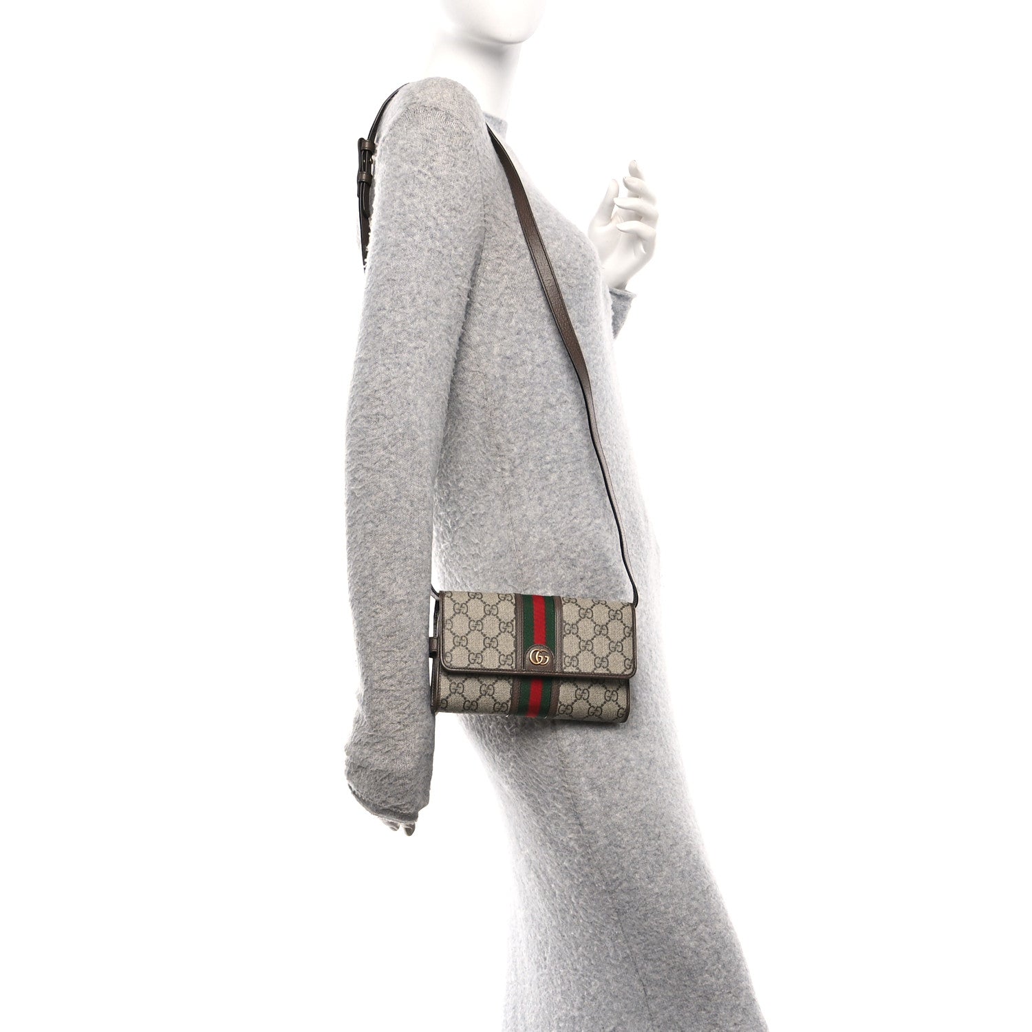 Gucci GG Supreme Monogram Web Ophidia Crossbody Wallet Beige New Acero 2 of 10