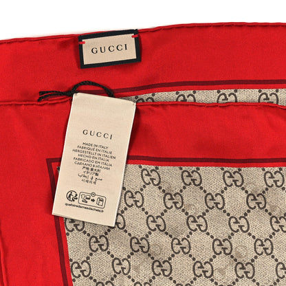 Gucci Modal Silk GG Monogram Big Gold Horsebit Fringe Shawl Red Gold 3 of 3