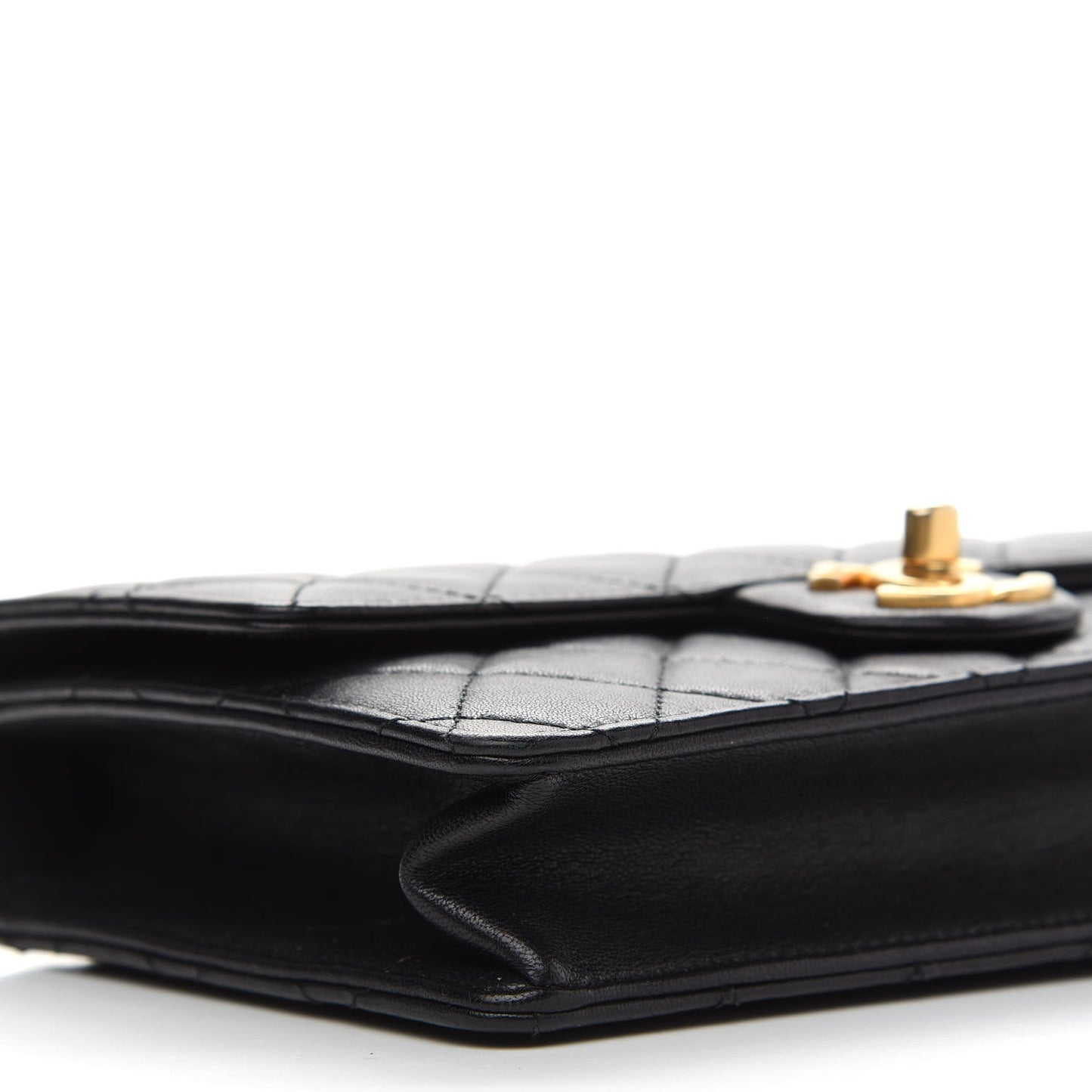 Lambskin Quilted Small Chic Pearls Flap Black
