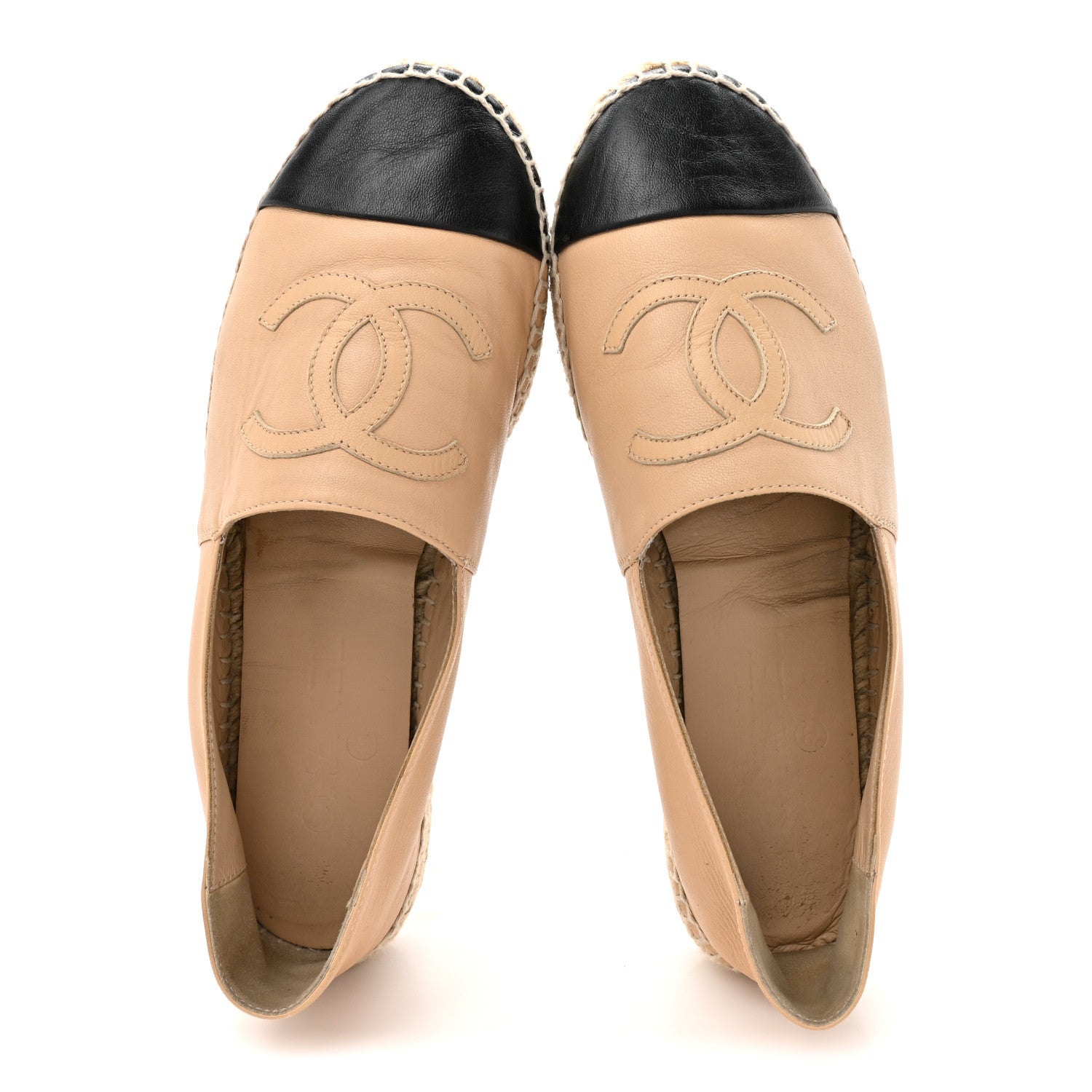 Chanel Lambskin CC Espadrilles 38 Beige Black 2 of 12