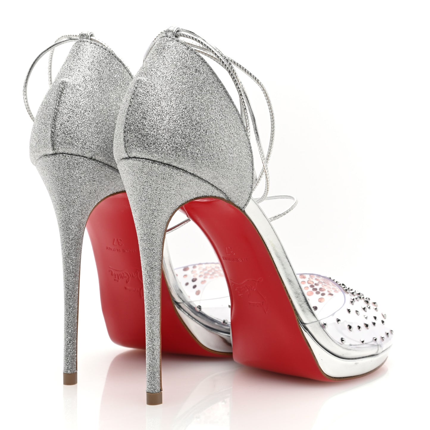 PVC Glitter Crystal Degratina Frou 120 Pumps 37 Silver