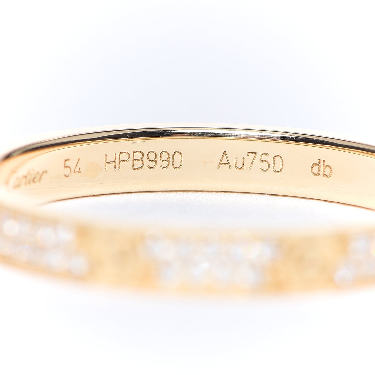 18K Yellow Gold Diamond 2.6mm LOVE Paved Band Ring 54 6.75
