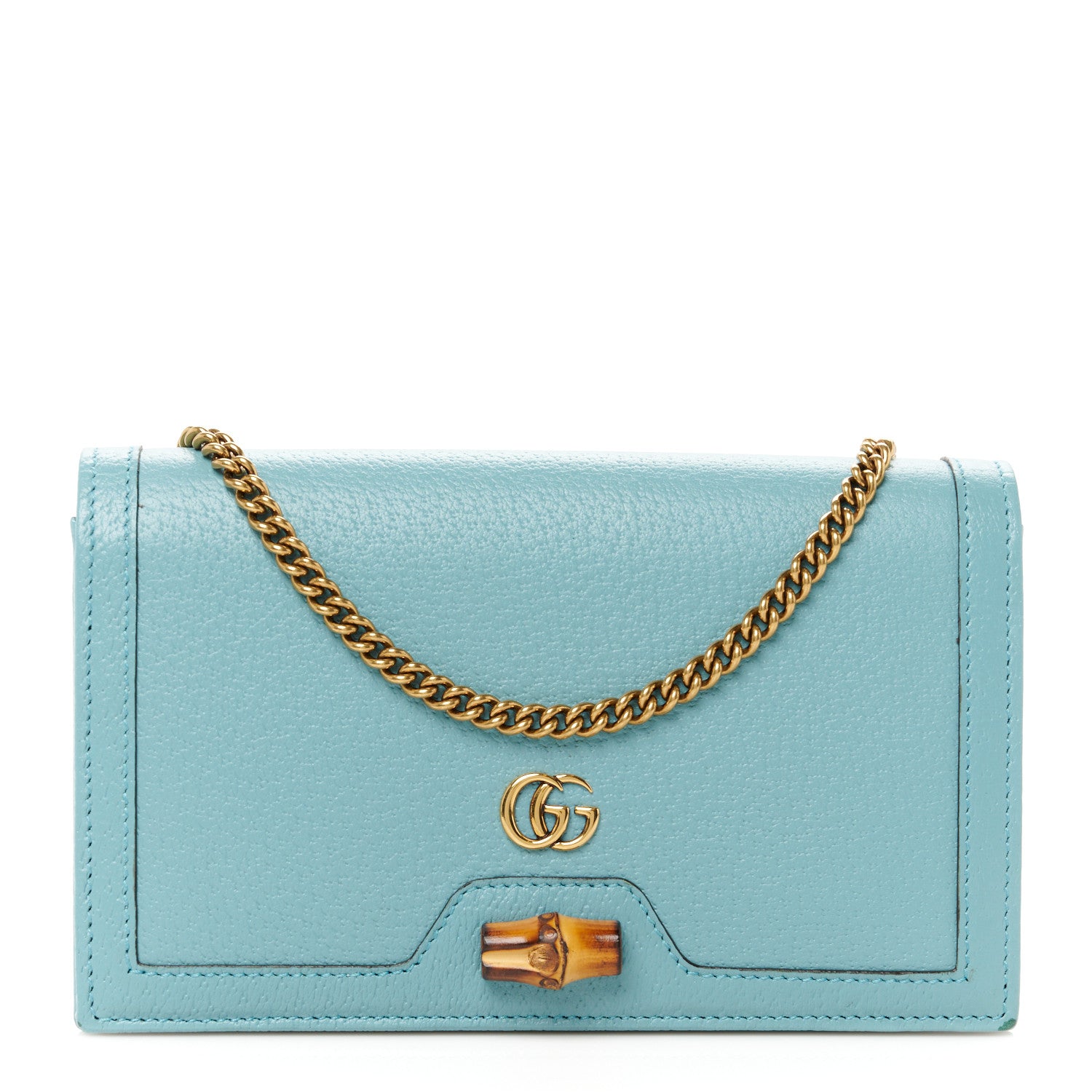 Gucci Textured Dollar Calfskin Mini Diana Chain Bag Dusty Azure 1 of 10