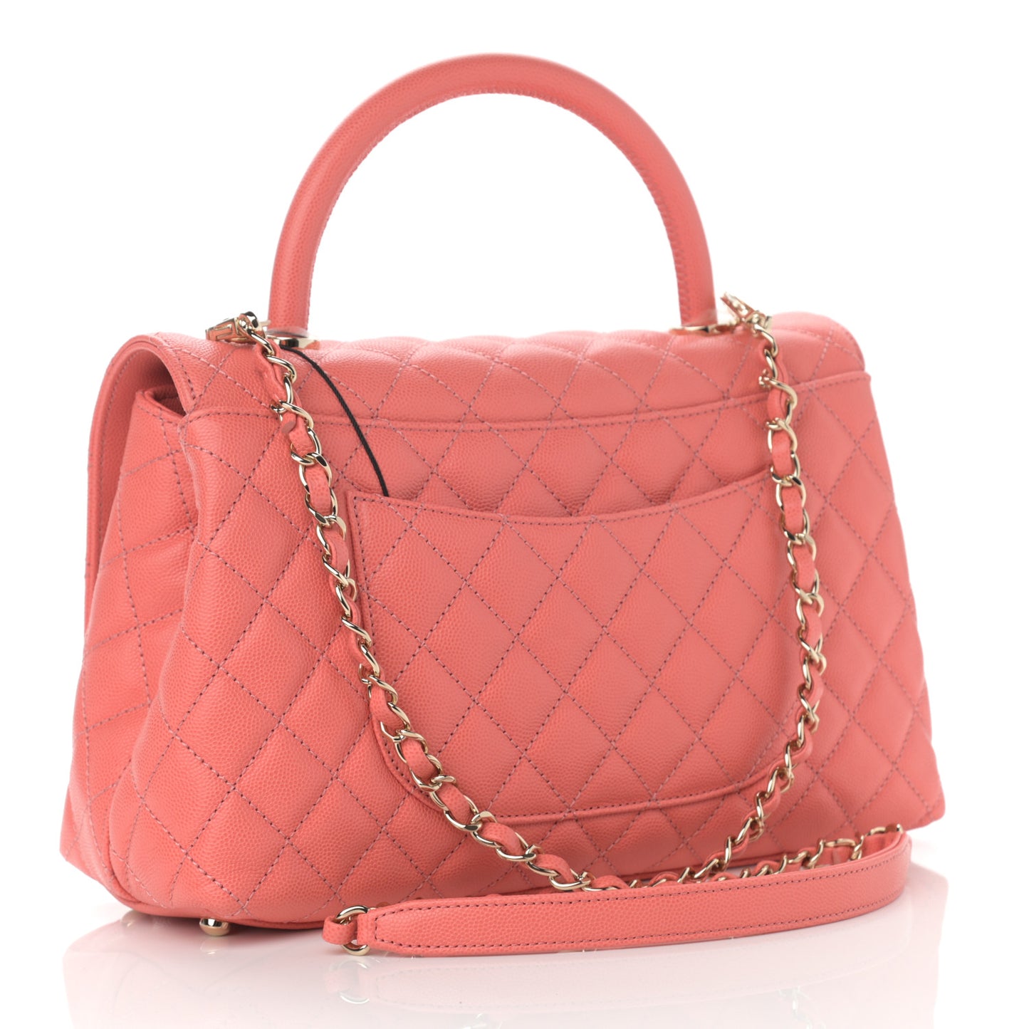 Caviar Quilted Small Coco Handle Flap Pink